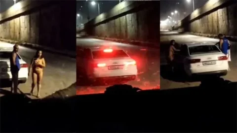 Indian Cheating Wife Her Driver on The Road