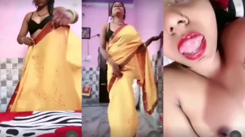 Slim Indian Babe Stripping Saree and Spreading Her Wet Pussy for You hot sex