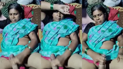 Mature Indian Aunty Gives Sloppy Handjob on Hard Dick in MMS hot sex
