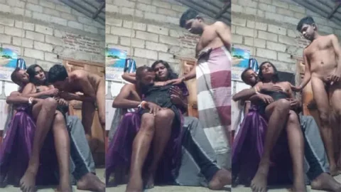 Lankan Village Wife All Dressed Up and Shared with a Friend pornbaba