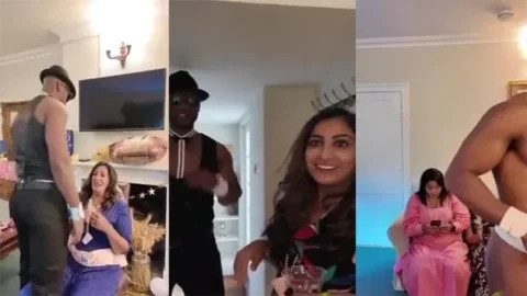 Multiple NRI Milf's Entertaining With BBC Stripper
