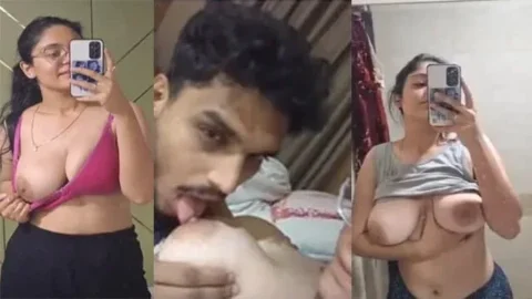 Beautiful Sexy Indian Girl Playing With Her Boobies And Bf Sucking