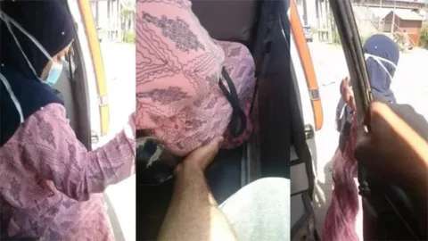 Hijabi Milf Enjoying Stranger Touching Her Ass Car