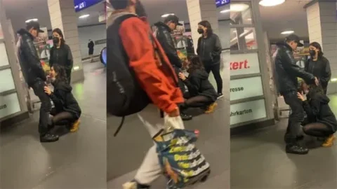 Lovers Caught Giving Blowjob in Metro Station
