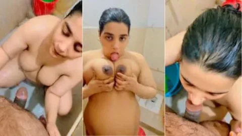 Chubby Wife Sucking Her BF Dick And Enjoys Bathroom Sex Video
