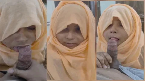 Hijabi Wife Giving Blowjob To Lover and Talking Cum in Face