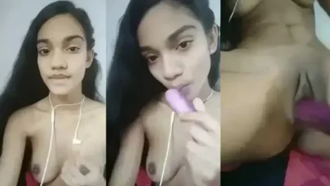 Desi Girlfriend Naked and Fucking Her Wet Pussy with a Brinjal Dildo hot sex