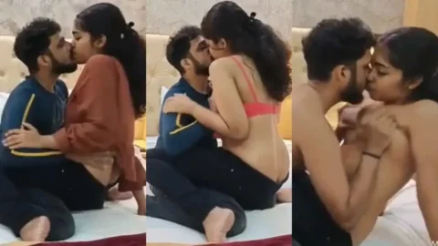 Horny Desi Girlfriend in Red Bra Kissing Boyfriend Sex MMS hot sex