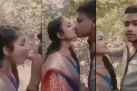 Traditional Village Girl In Saree Jungle Smooch Get On Knees For Passionate Suck