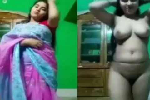 Beautiful Bengali girl saree striptease show