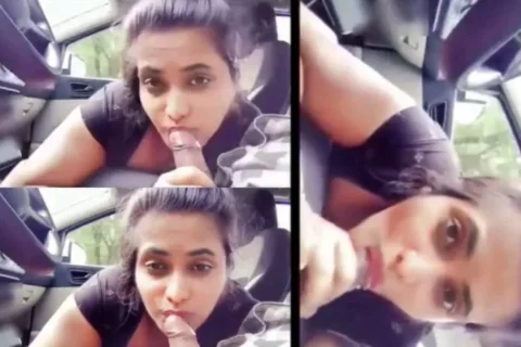 Slutty Girlfriend Ruhi Tongue Play And Hot Blowjob In Car