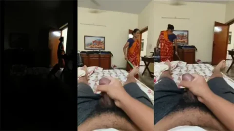 Rich Guy Jerking In Front of Working Maid Video