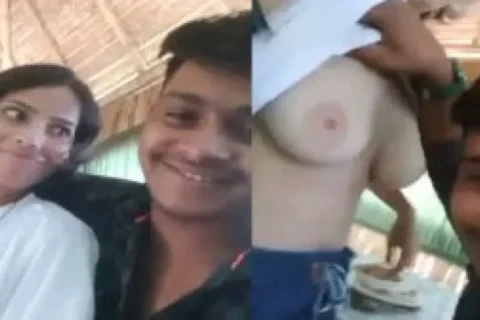 Cute girlfriend viral boobs show in restaurant