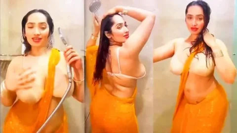 Aditi Mistry's Nipples Poking Through Wet Saree in Leaked Live Stream
