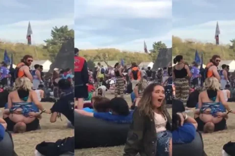 Two Guys Eat A Sluts Ass In Public During a Music Festival Porn