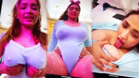 Aditi Mistry Live Nipple Sucking Session Exposed in Blue Top