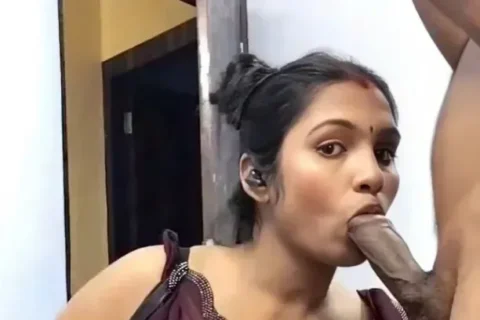 Desi Wife Gives Blowjob to Husband in See Through Lingerie, Big Boobs Pressed Hard Sex Video