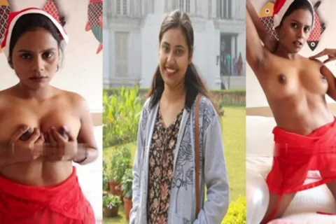 Model Sanchita Bose Boobs Show In Christmas Outfit App Content