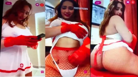 Aditi Mistry Exposes Her Nude Boobs and Nipples in a Sheer Nurse Outfit