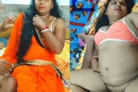 Orange saree bhabhi fucking Indian porn sex