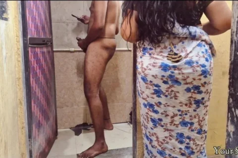 POV Indian Stepmom caught in bathroom and having horny