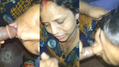 Horny Desi Bhabhi Gives Slopy Blowjob With Big Boobs Out