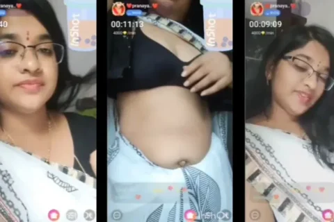 Sexy Telugu Aunty Pranaya Showing Her Nude By Stripping Saree With Telugu Audio