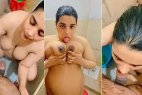 Chubby Wife Sucking Her BF Dick And Enjoys Bathroom Sex
