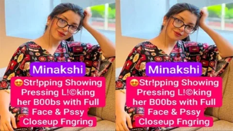Minakshi Beautiful Innocent Chashmish Cutie Stripping Showing Pressing Boobs with Full Face