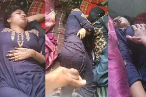 Sleeping Sister Boobs Pressed By Brother While Jerking