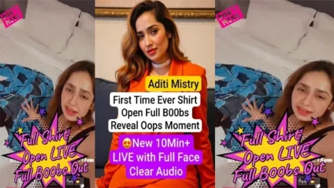 Aditi Mistry First Time Ever Shirt Open Full Boobs Reveal Oops Moment New 10Min Live with Full Face Clear Audio