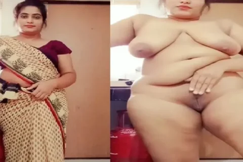 Big boobs wife stripping her saree and nude