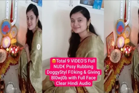 Gorgeous Desi Girl Full Nude Pussy Rubbing Doggy Style Fucking Giving Blowjob with Full Face
