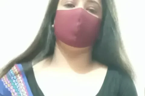 Sexy Bhabhi in Saree Pressing Her Big Boobs over Her Blouse on Live Cam Show Sex Video