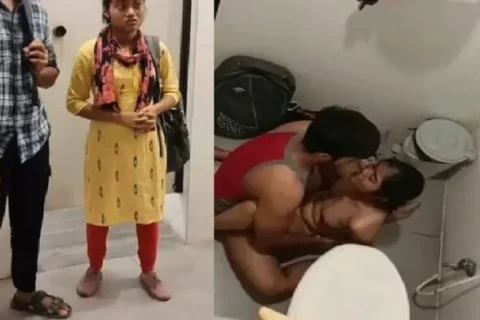 Indian petite girlfriend sex in restroom