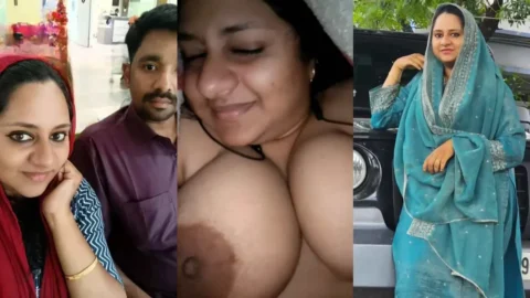 Leaked VC Clip of Horny Kerala Hijabi Aunty Flaunting Her Huge Boobs Hairy Pussy