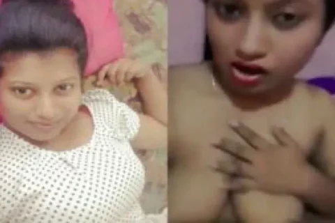 Nude girl showing her long boobs