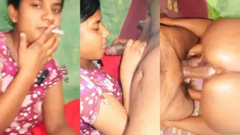 Nude Desi Girlfriend Smoking Cigarette While Giving Sloppy Blowjob Leaked MMS