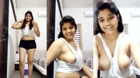 Desi Girlfriend Leaked Nude Video Squeezing Her Huge Milky Boobs For Selfie