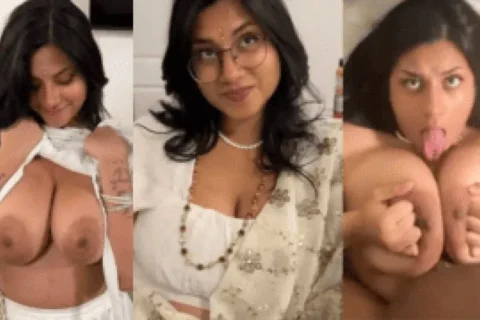 Beautiful Big Boobies Desi Woman Excited for First BBC Titfuck In White Saree