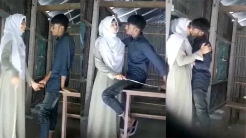 Muslim Girl with Her Boyfriend Kissing And Fun