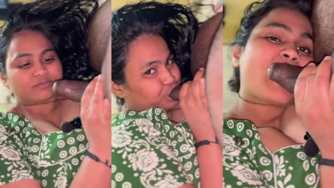 Chubby Desi Wife Sucks Cock in Green Nighty Leaked MMS