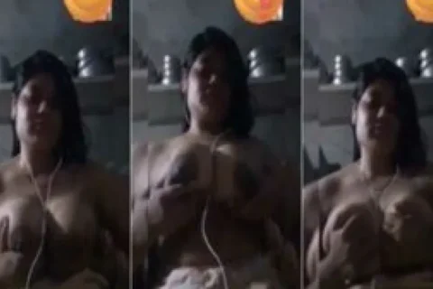 Sexy girl plays with her Big Boobs on video call