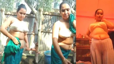 Desi Village Bhabhi Nude Bathing Exposing Big Boobs and Juicy Ass Outdoors