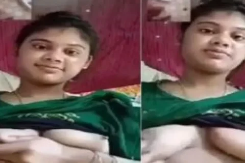 Cute girl boobs show on viral video call to lover