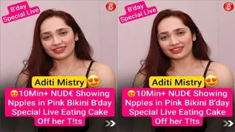 Aditi Mistry Nude Showing Nipple in Pink B!kini Birthday Special Live