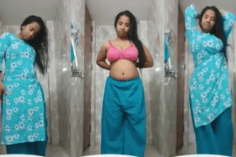 Traditional Salwar Girl Strips Naked In Bathroom Masturbates