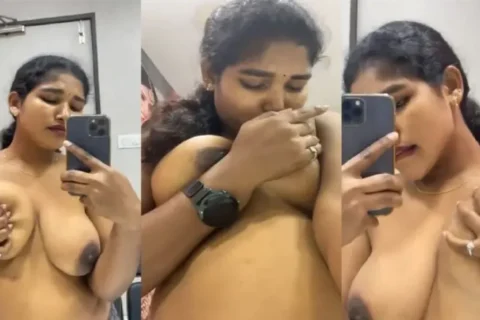 Desi Tamil Wife Pressing Boobs Viral Video