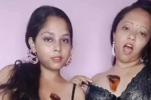 Two Horny Desi Girls Strips Fully Nude For A Messy Chocolate Lesbian Show Sex Video