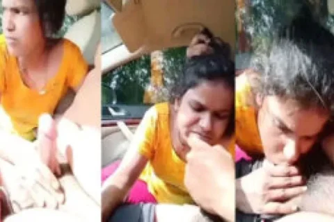 Marathi Randi giving blowjob inside car